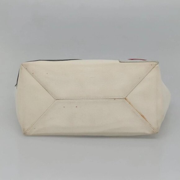 CHANEL Choco Bar COCO Mark Chain Hand Bag Canvas Beige Silver CC Auth BA4601 - Picture 7 of 16